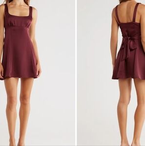 Abound Burgundy Size XL Square Neck Sleeveless Tie Back Mini Dress NWT